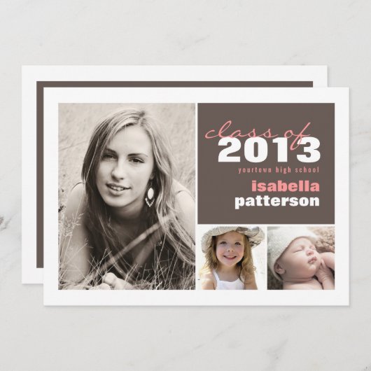 Aankondiging Afstuderen moderne en oude foto's (Voorkant / Achterkant)