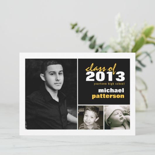 Aankondiging Afstuderen moderne en oude foto's (Staand voorkant)