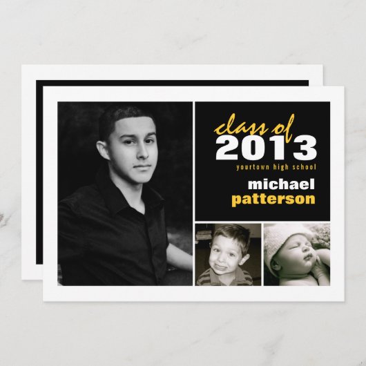 Aankondiging Afstuderen moderne en oude foto's (Voorkant / Achterkant)