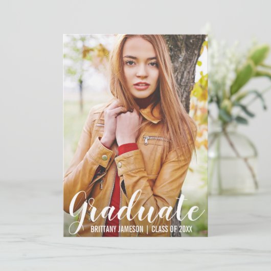 Aankondiging afstuderen Moderne fotokaart WL (Staand voorkant)