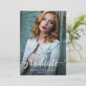 Aankondiging afstuderen moderne fotoscript (Staand voorkant)