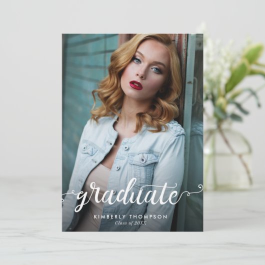 Aankondiging afstuderen moderne fotoscript (Staand voorkant)