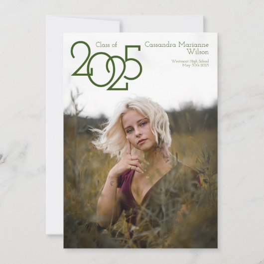 Aankondiging Afstuderen moderne groene foto (Voorkant)