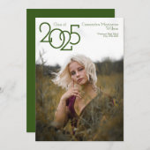 Aankondiging Afstuderen moderne groene foto (Voorkant / Achterkant)