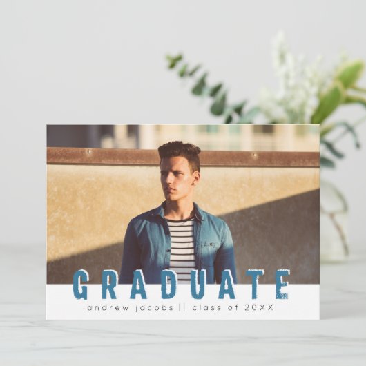 Aankondiging Afstuderen moderne Guy-foto (Staand voorkant)