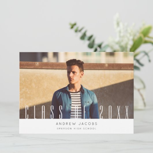 Aankondiging Afstuderen moderne Guy-foto (Staand voorkant)