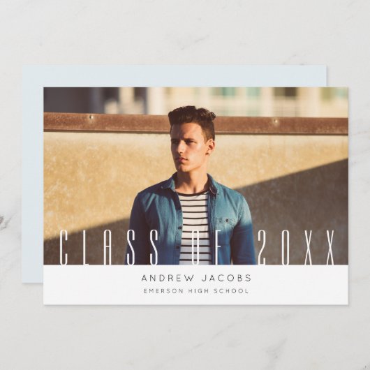 Aankondiging Afstuderen moderne Guy-foto (Voorkant / Achterkant)