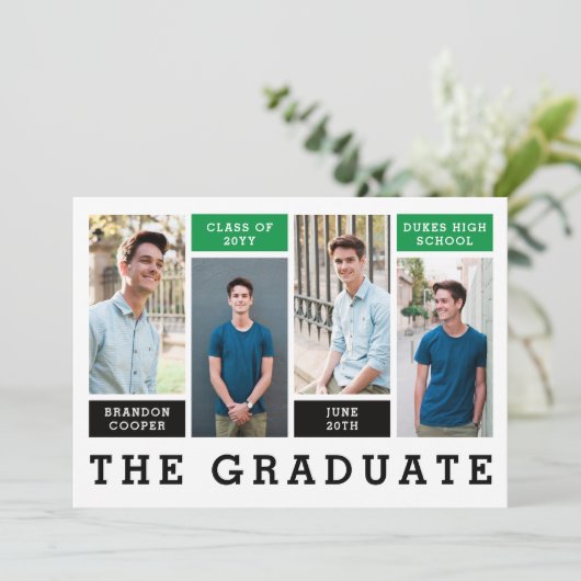 Aankondiging Afstuderen moderne lijnen (Staand voorkant)