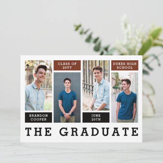 Aankondiging Afstuderen moderne lijnen (Staand voorkant)