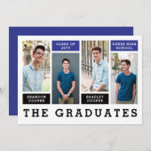 Aankondiging Afstuderen moderne linnen Siblings (Voorkant / Achterkant)