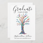 Aankondiging Afstuderen moderne regenboogbomen (Voorkant / Achterkant)