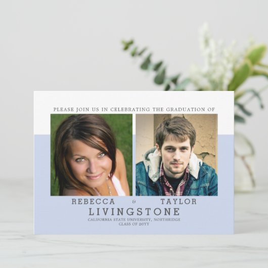 Aankondiging Afstuderen moderne siblings foto's (Staand voorkant)