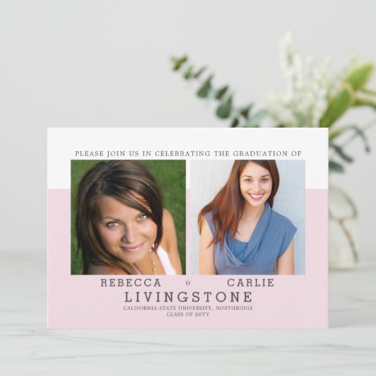 Aankondiging Afstuderen moderne siblings foto's (Staand voorkant)