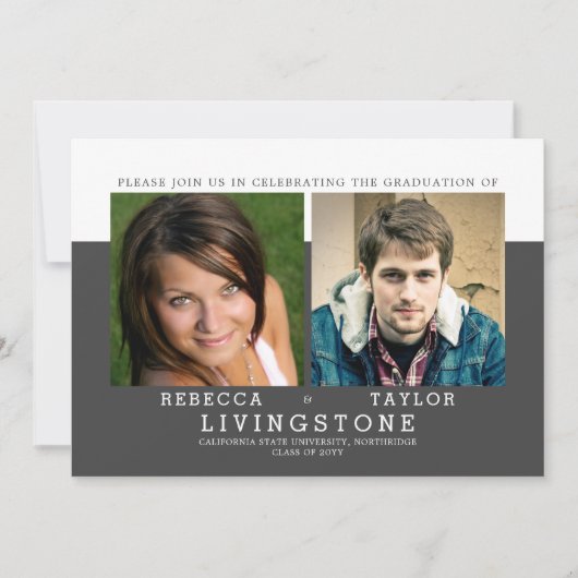 Aankondiging Afstuderen moderne siblings foto's (Voorkant)