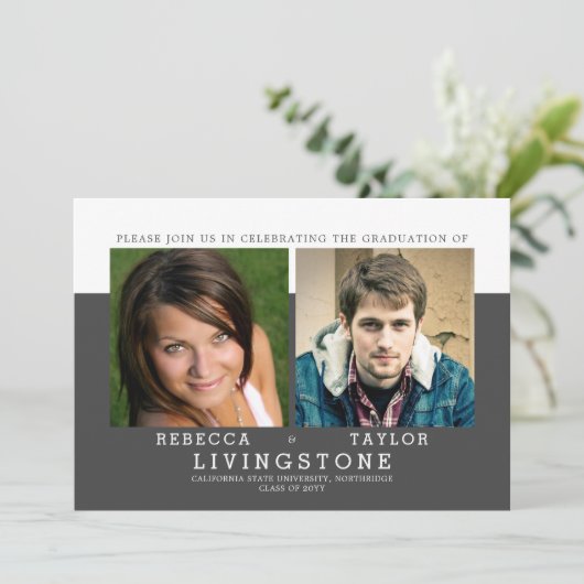 Aankondiging Afstuderen moderne siblings foto's (Staand voorkant)