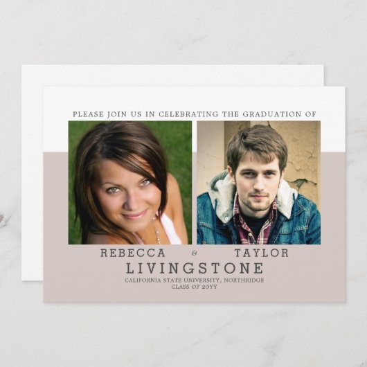 Aankondiging Afstuderen moderne siblings foto's (Voorkant / Achterkant)