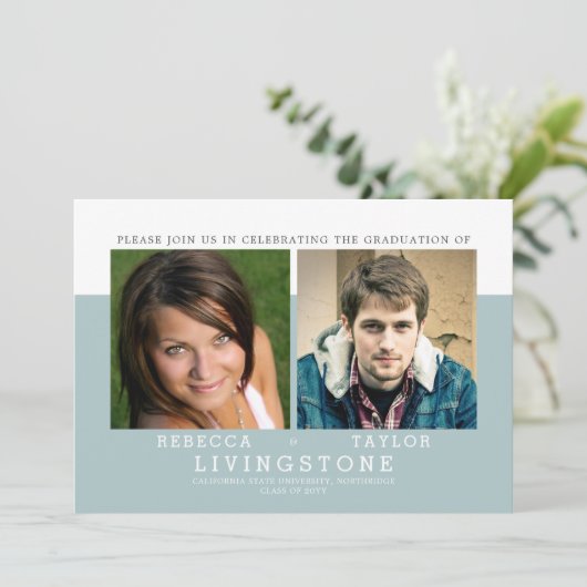 Aankondiging Afstuderen moderne siblings foto's (Staand voorkant)