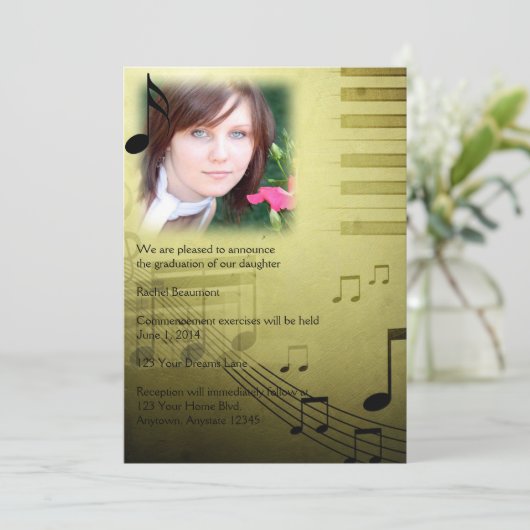 Aankondiging Afstuderen muzieknotitie (Staand voorkant)