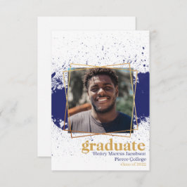 Aankondiging Afstuderen Navy & Gold Funky Splat