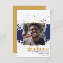 Aankondiging Afstuderen Navy & Gold Funky Splat