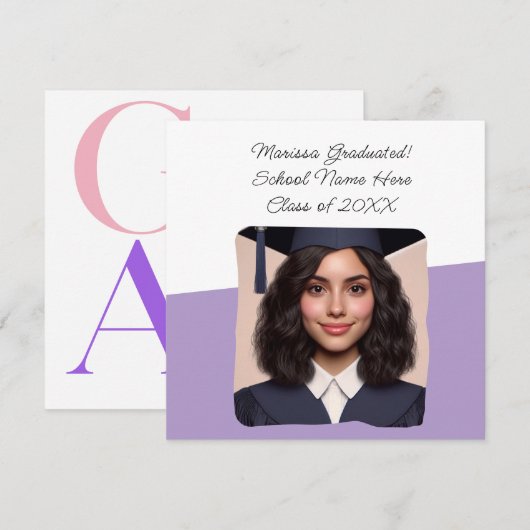 Aankondiging Afstuderen Op Maat Gemaakte Foto Typo (Voorkant / Achterkant)