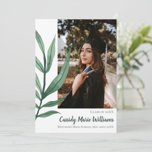 Aankondiging Afstuderen Palm Leaf Green Plant (Staand voorkant)