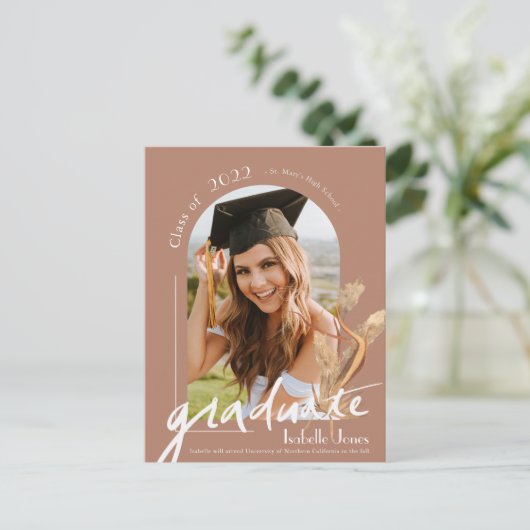 Aankondiging Afstuderen Pampas Grass Arch Briefkaart (Staand voorkant)