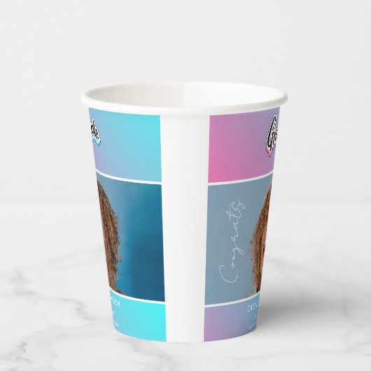 aankondiging afstuderen papieren bekers (Links)