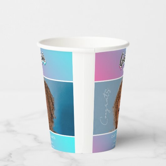 aankondiging afstuderen papieren bekers (Rechts)