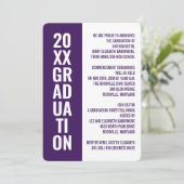 Aankondiging afstuderen/partijuitnodiging [Paars] (Staand voorkant)