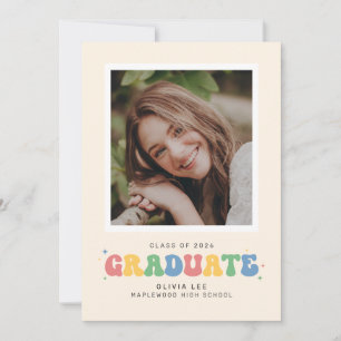 Aankondiging Afstuderen Pastels Groovy Retro Foto