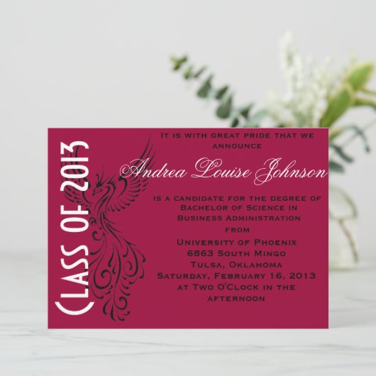 Aankondiging Afstuderen Phoenix (Staand voorkant)