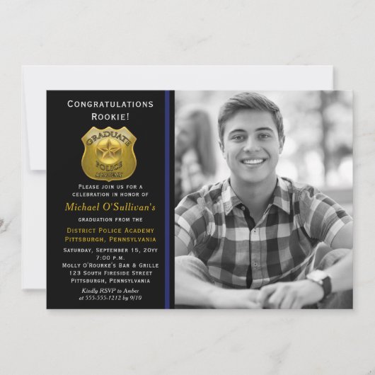 Aankondiging Afstuderen politiefoto | Partij (Voorkant)