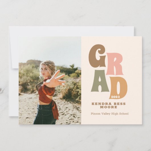 Aankondiging Afstuderen retro met foto (Voorkant)