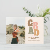 Aankondiging Afstuderen retro met foto (Staand voorkant)