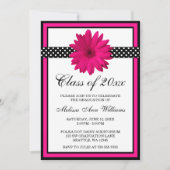 Aankondiging Afstuderen roze Daisy Polka Dots (Voorkant)