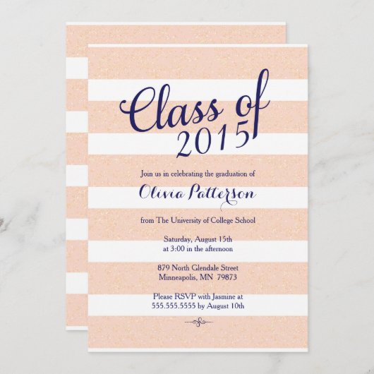 Aankondiging afstuderen - Roze en goudglitter (Voorkant / Achterkant)