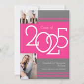 Aankondiging Afstuderen roze grijze schoolkleuren (Voorkant)