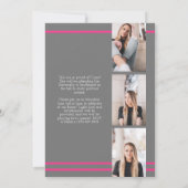 Aankondiging Afstuderen roze grijze schoolkleuren (Achterkant)