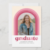 Aankondiging Afstuderen roze retro Arch (Voorkant)
