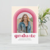 Aankondiging Afstuderen roze retro Arch (Staand voorkant)