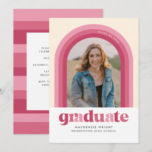 Aankondiging Afstuderen roze retro Arch