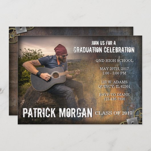 Aankondiging Afstuderen Rustic (Voorkant / Achterkant)