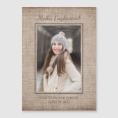 Aankondiging Afstuderen Rustic Brown Burlap Linen (Voorkant)
