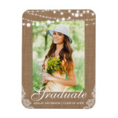 Aankondiging Afstuderen Rustic Burlap Lights Magneet (Verticaal)