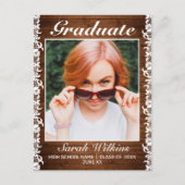Aankondiging Afstuderen Rustic Wood & White Lace Briefkaart (Voorkant)