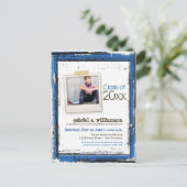 Aankondiging Afstuderen Trendy Grunge (blauw) (Staand voorkant)