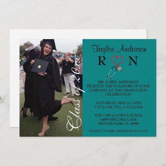 Aankondiging Afstuderen Trendy Medical RN School (Voorkant / Achterkant)