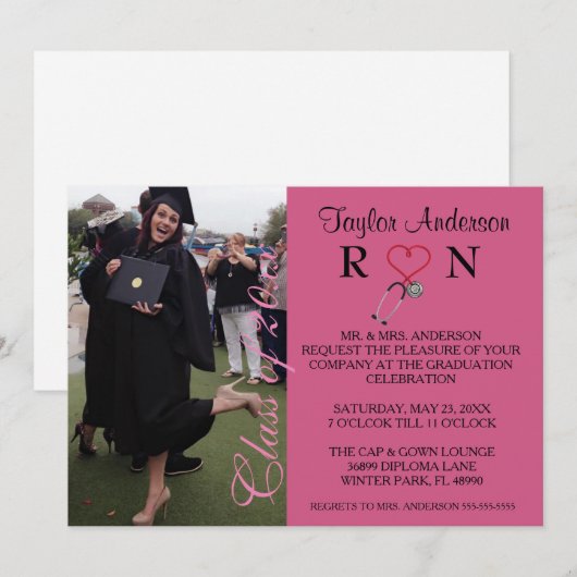 Aankondiging Afstuderen Trendy Medical RN School (Voorkant / Achterkant)