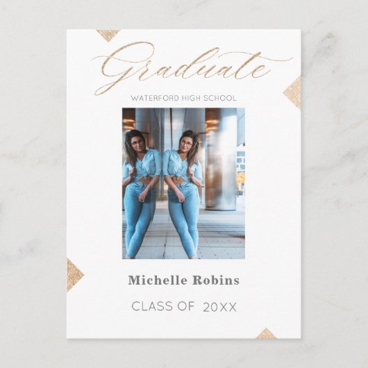 Aankondiging Afstuderen Trendy Script High School Briefkaart (Voorkant)